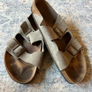 Birkenstock Arizona Taupe Suede Leather Sandals